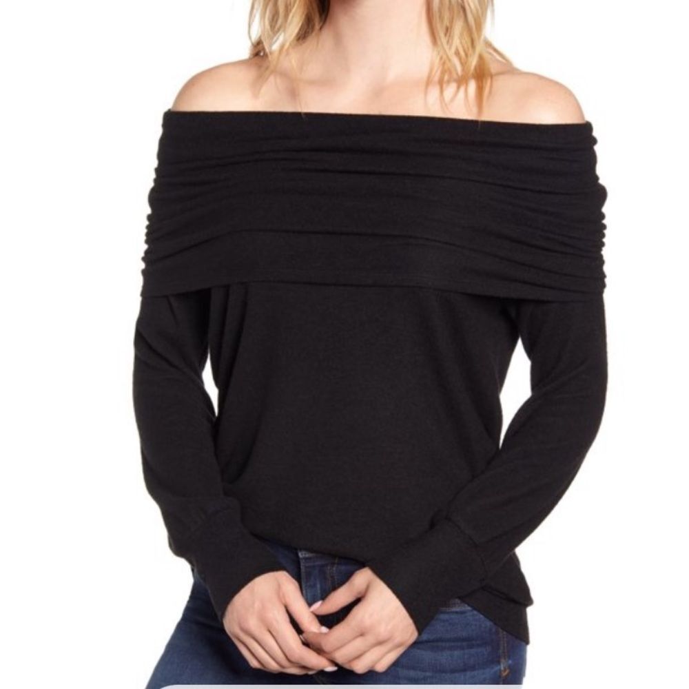 Nordstrom Gibson Cozy Convertible Neckline Sweater Top Cowl Off Shoulder Small